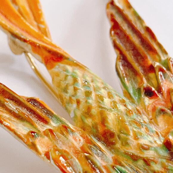 VTG Signed ART Mid Century Enamel Bird of Paradise Brooch Figural Colorful 1950s - Picture 4 of 10